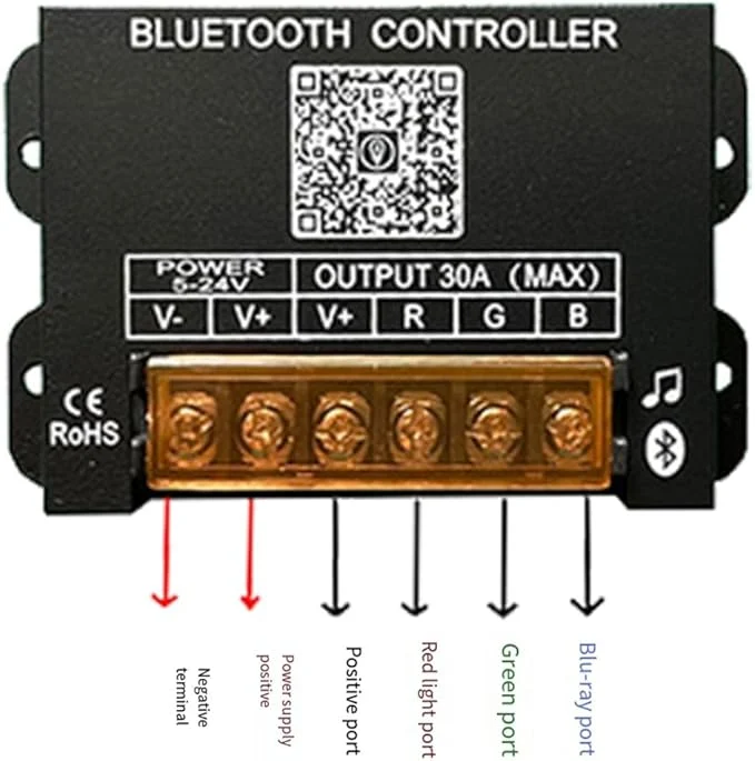درایور و کنترلر 30 آمپر RGB بلوتوثی 2 درایور و کنترلر 30 آمپر RGB بلوتوثی