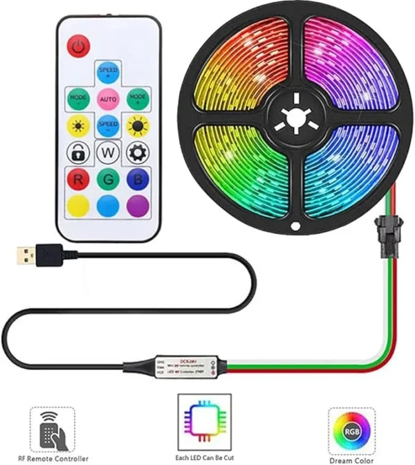 نواری RGB دیتاپذیر 5 ولت تراکم 144 مشکی 3 نواری RGB دیتاپذیر 5 ولت تراکم 144 مشکی