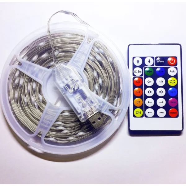 ریسه مفتولی RGB برنامه پذیر 10 متری USB و ریموت 10 ریسه مفتولی RGB برنامه پذیر 10 متری USB و ریموت