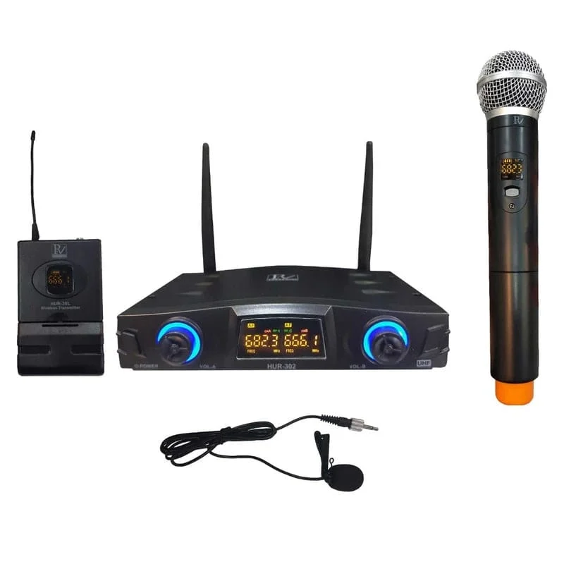 میکروفن بی سیم P.V پی وی مدل HUR-302 یقه ای و دستی 1 میکروفن بی سیم P.V پی وی مدل HUR-302 یقه ای و دستی