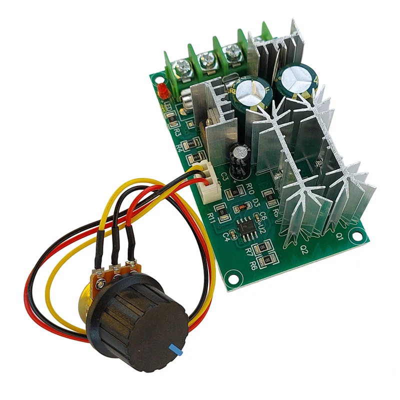 ماژول کنترل دور موتور DC دارای خروجی PWM با ولتاژ 10-60 ولت DC و جریان 20 آمپر 1 ماژول کنترل دور موتور DC