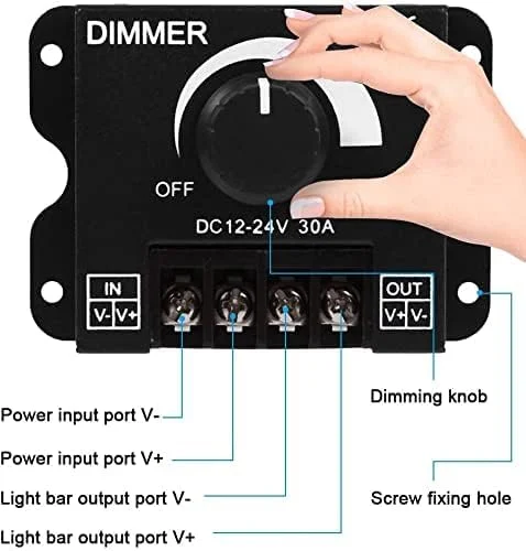 دیمر 12 - 24 ولت 30 آمپر با ریموت 2 دیمر 12 - 24 ولت 30 آمپر با ریموت