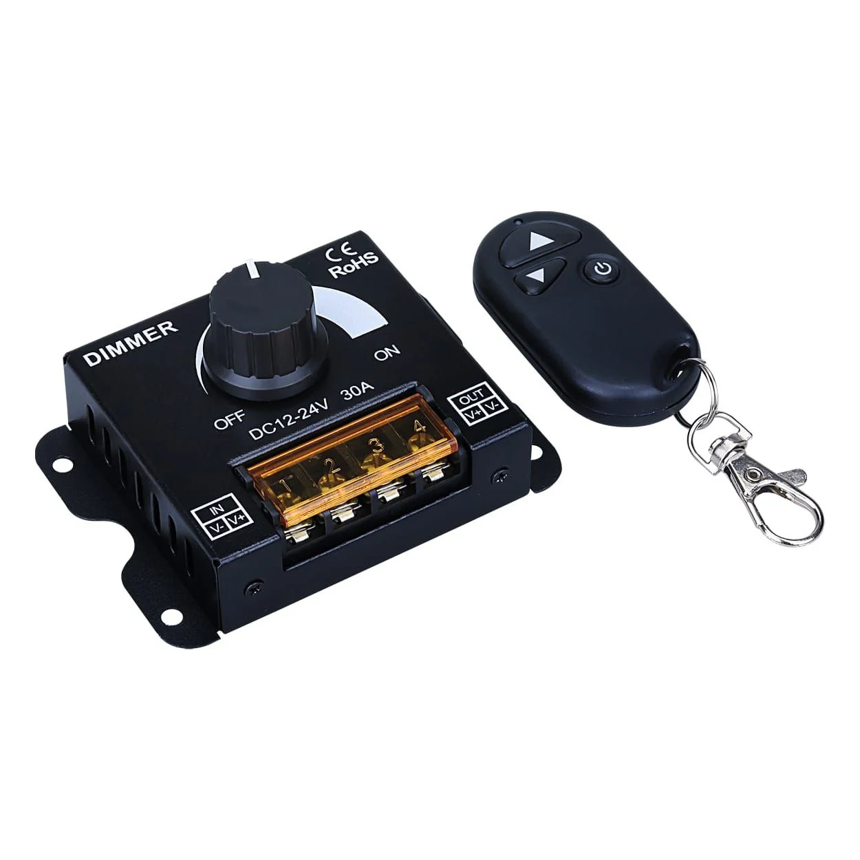 دیمر 12 - 24 ولت 30 آمپر با ریموت 1 دیمر 12 - 24 ولت 30 آمپر با ریموت