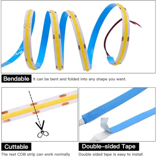 ال ای دی نواری COB انبه ای 10 متری 7 ال ای دی نواری COB انبه ای 10 متری