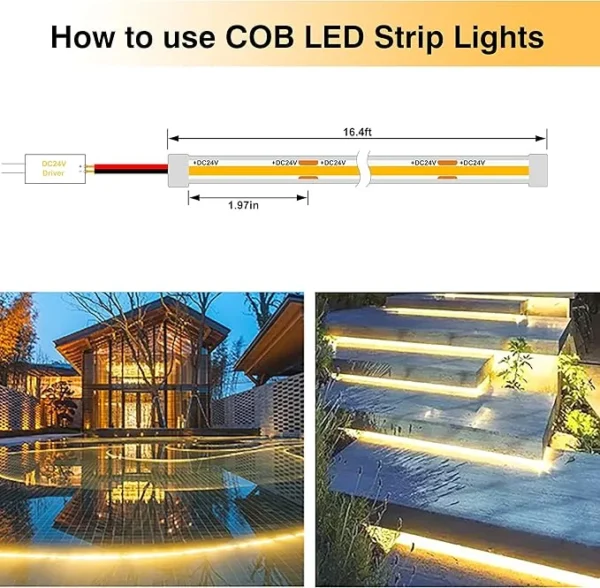 نواری COB روکش دار 24 ولت ضدآب