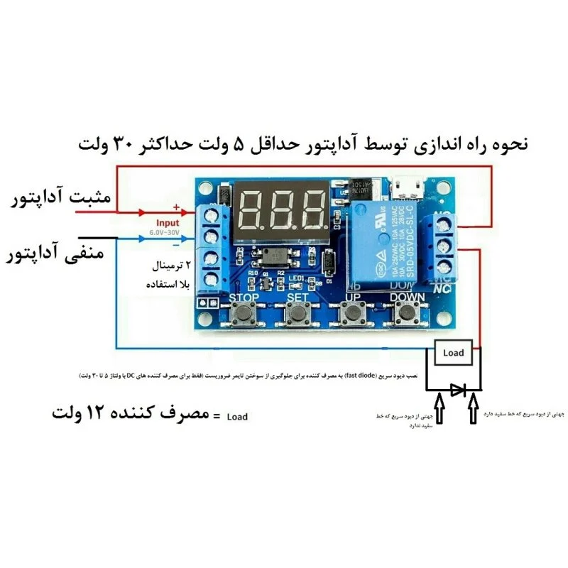 ماژول تایمر دیجیتال با رله و مولتی فانکشن مدل XY-J02 2 ماژول تایمر دیجیتال با رله و مولتی فانکشن مدل XY-J02