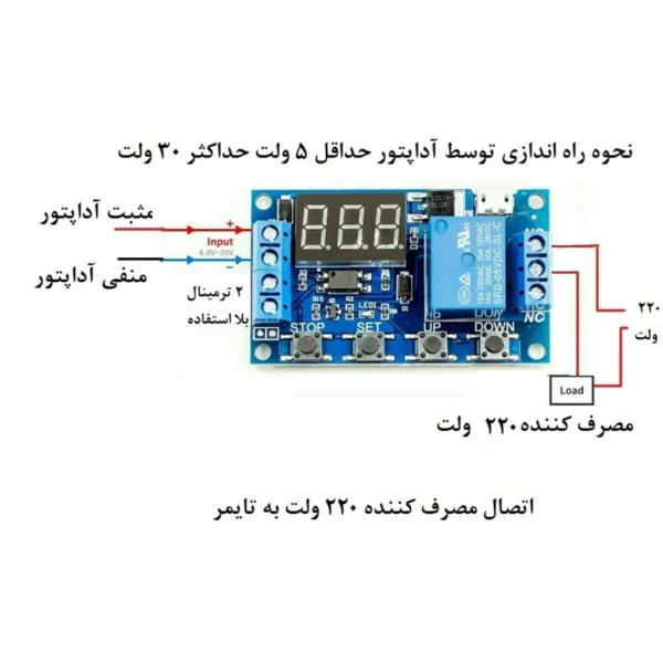ماژول تایمر دیجیتال با رله و مولتی فانکشن مدل XY-J02 3 ماژول تایمر دیجیتال با رله و مولتی فانکشن مدل XY-J02