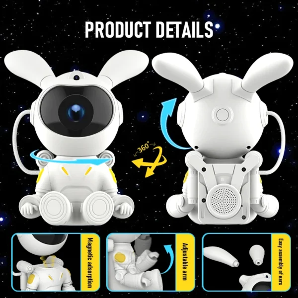 چراغ پروژکتور فضانورد مدل Moon Bunny با نور کهکشانی و کنترل از راه دور