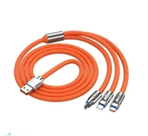 کابل شارژ 3 سر فست شارژ سیلیکونی نارنجی