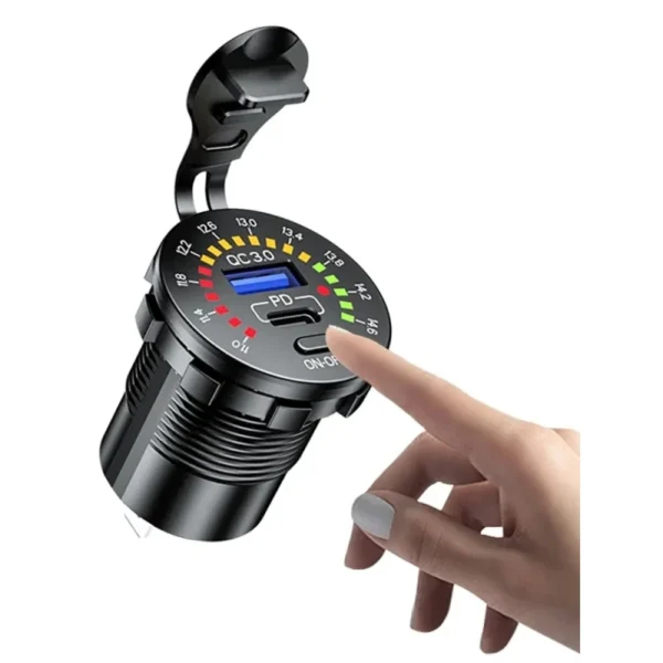 شارژر فست و ولت متر خودرویی 12-24 ولت Fast با کلید ON/OFF 13 شارژر فست و ولت متر خودرویی 12-24 ولت Fast با کلید ON/OFF