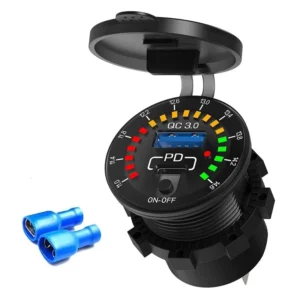 شارژر فست و ولت متر خودرویی 12-24 ولت Fast با کلید ON/OFF