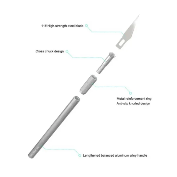 کاتر قلمی دسته آلومینیوم ۱ + ۵ تیغه 3 کاتر قلمی دسته آلومینیوم ۱ + ۵ تیغه