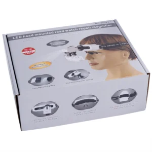 ذره بین هدلایت لوپ با پنج لنز ۲ چشم و LED