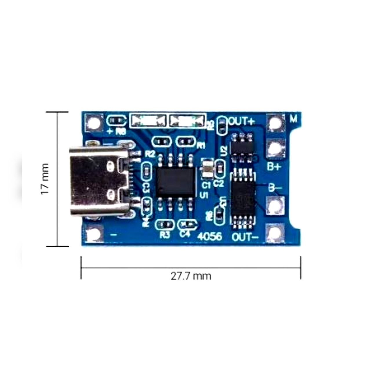 ماژول شارژ باتری لیتیومی TP4056 سه چیپ با TYPE C 2 ماژول شارژ باتری لیتیومی TP4056 سه چیپ با TYPE C
